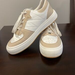 Women’s White and Tan Sneakers